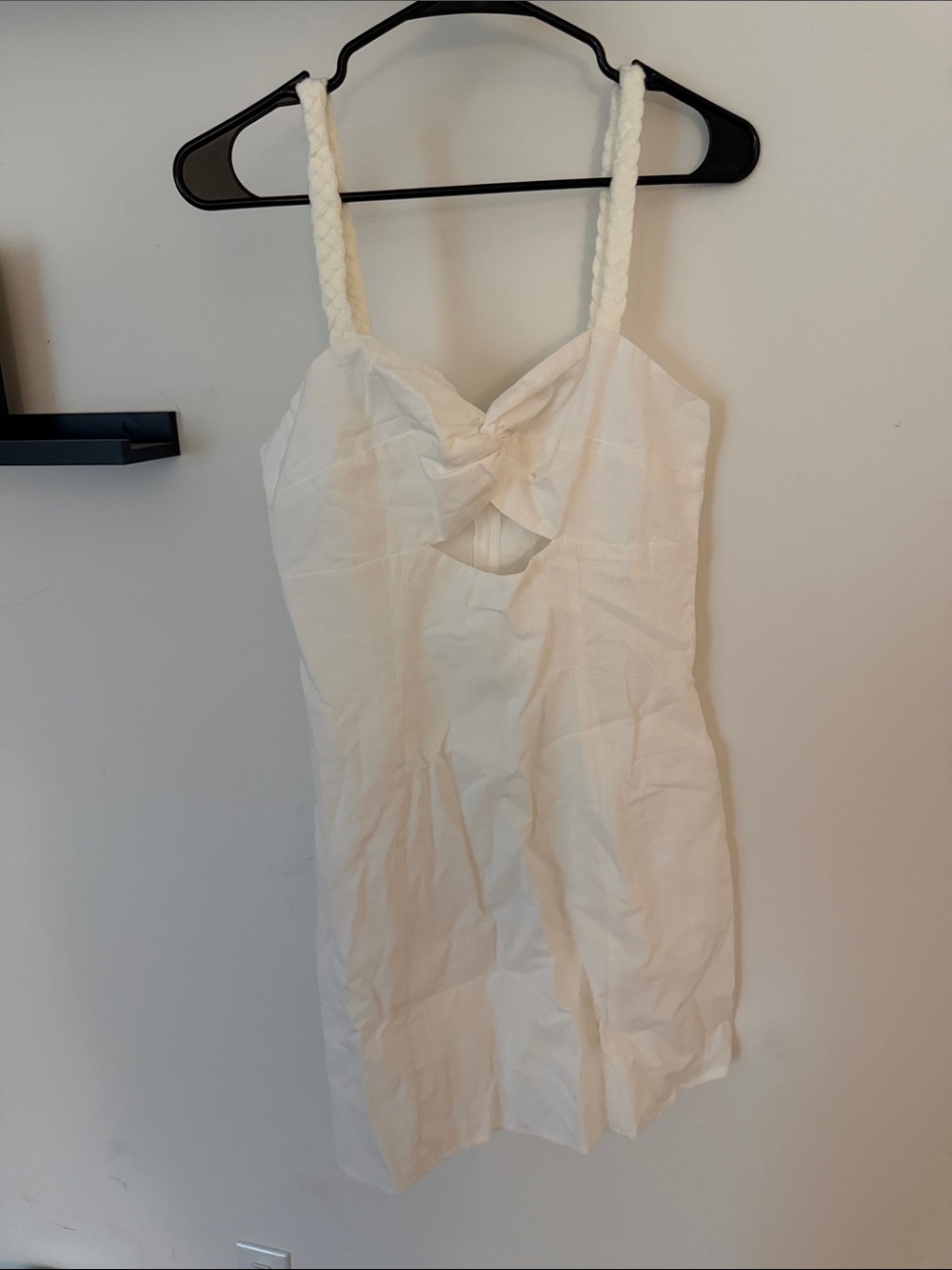 White Braided Strap Cutout Mini Dress